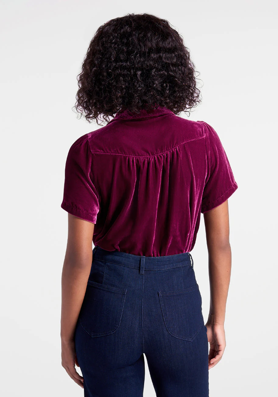 Made For Merriment Velvet Button-Up Top - Olabens