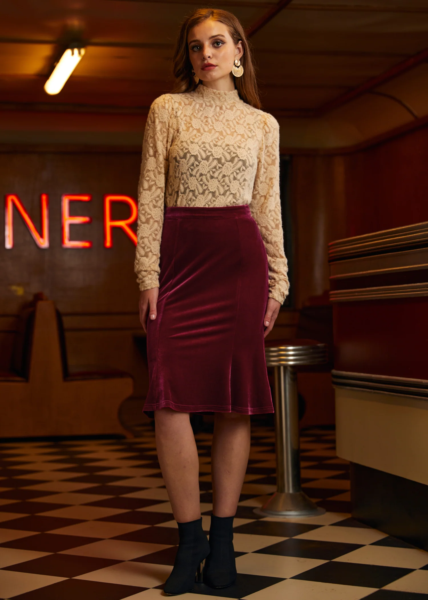 Sugar and Spice Spice Fishtail Midi Skirt - Olabens