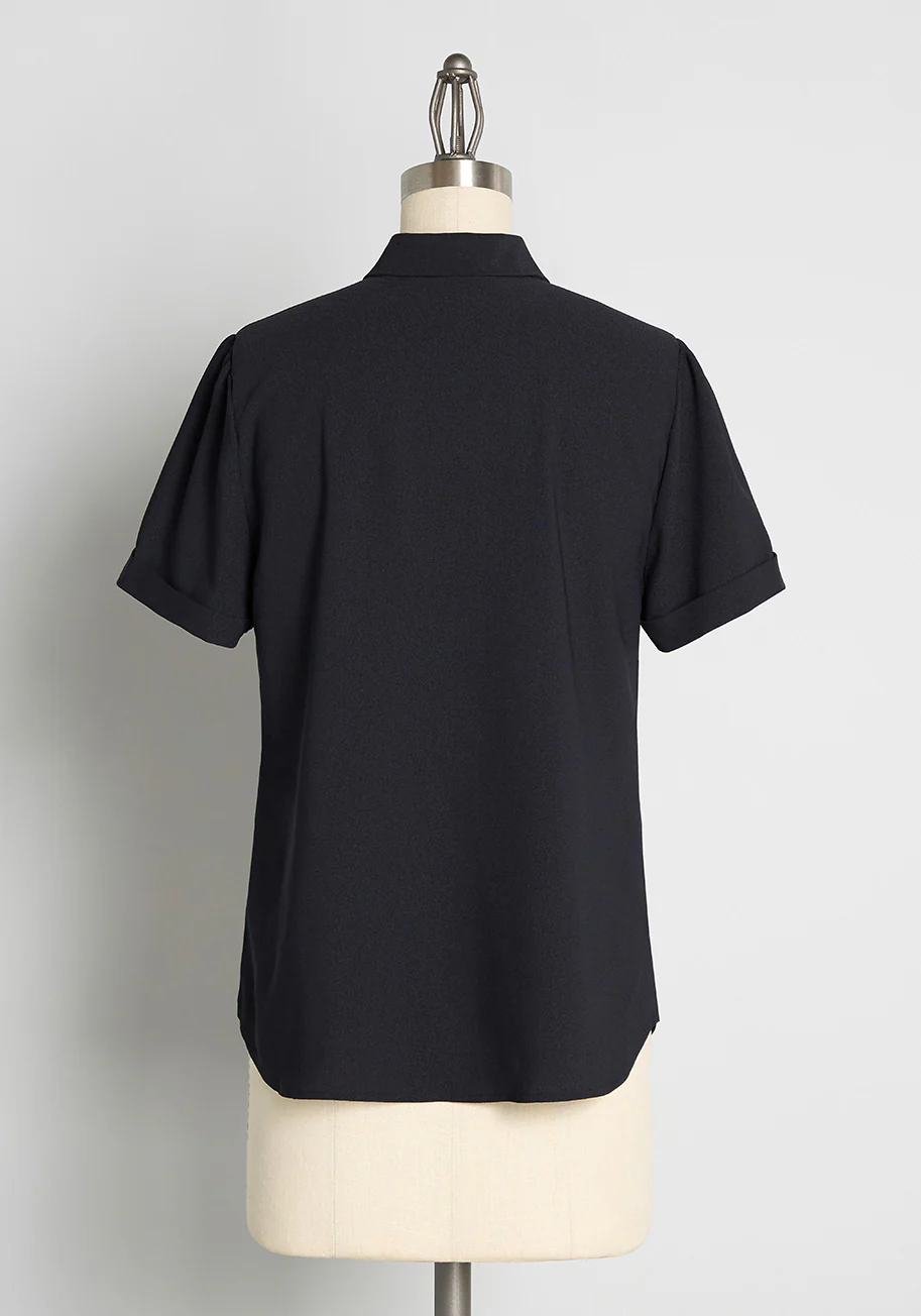 Polished and Playful Tie-Neck Blouse - Olabens