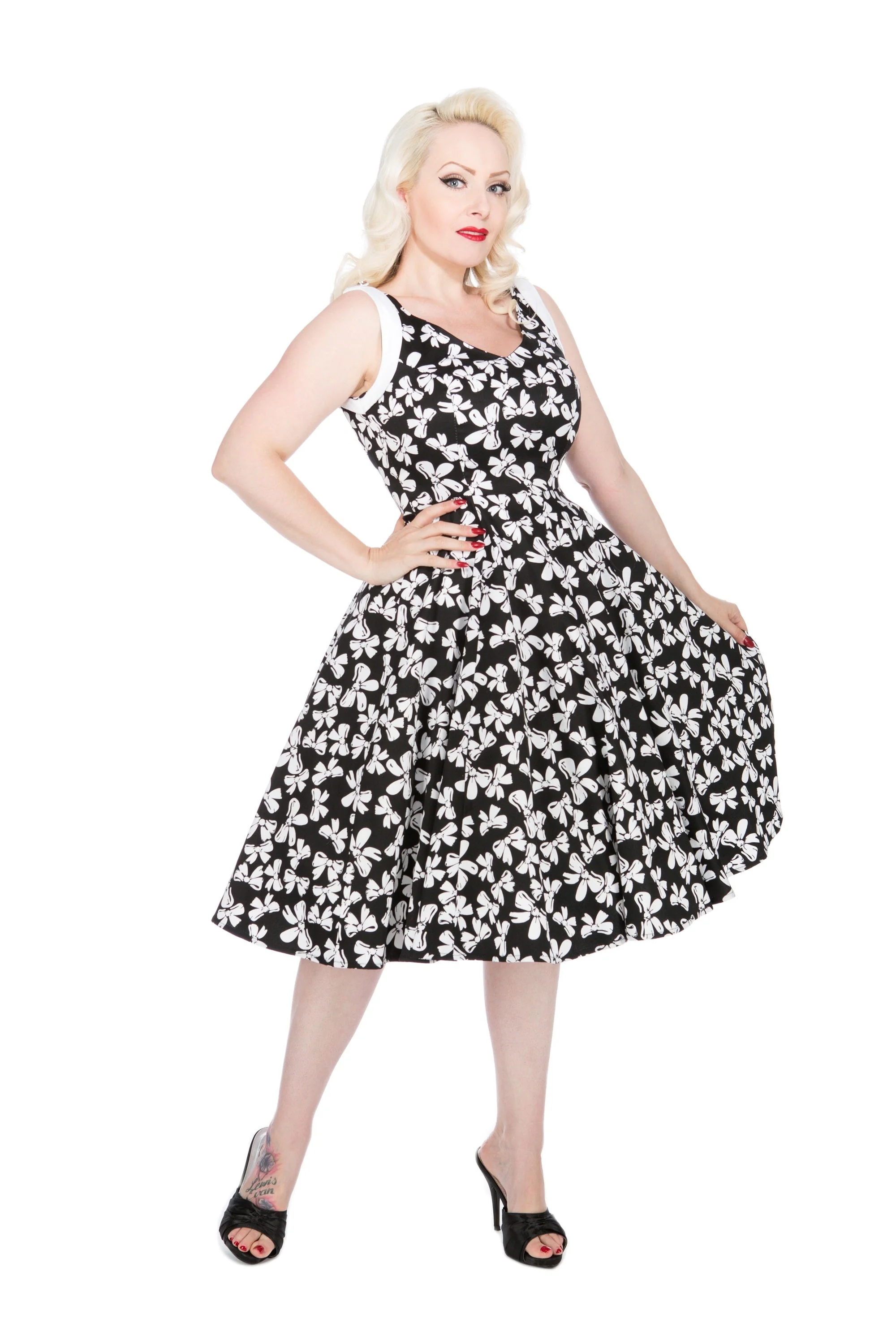 Black & White Bow Swing Dress - Olabens