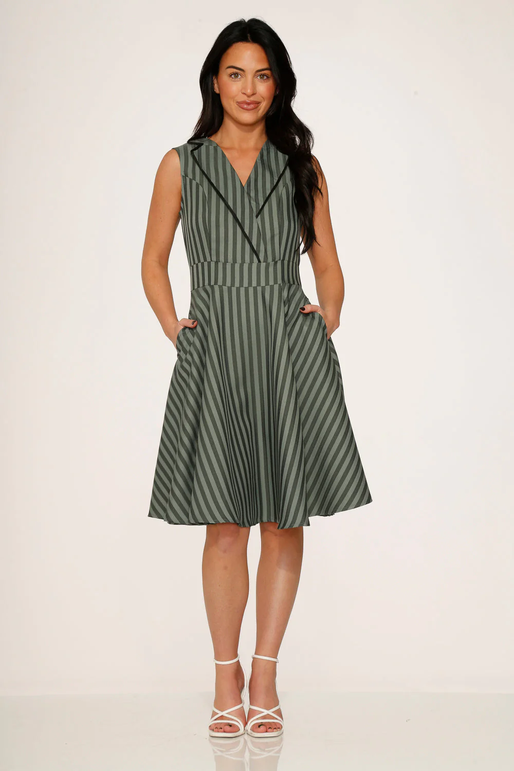 Olive Stripe Swing Dress - Olabens