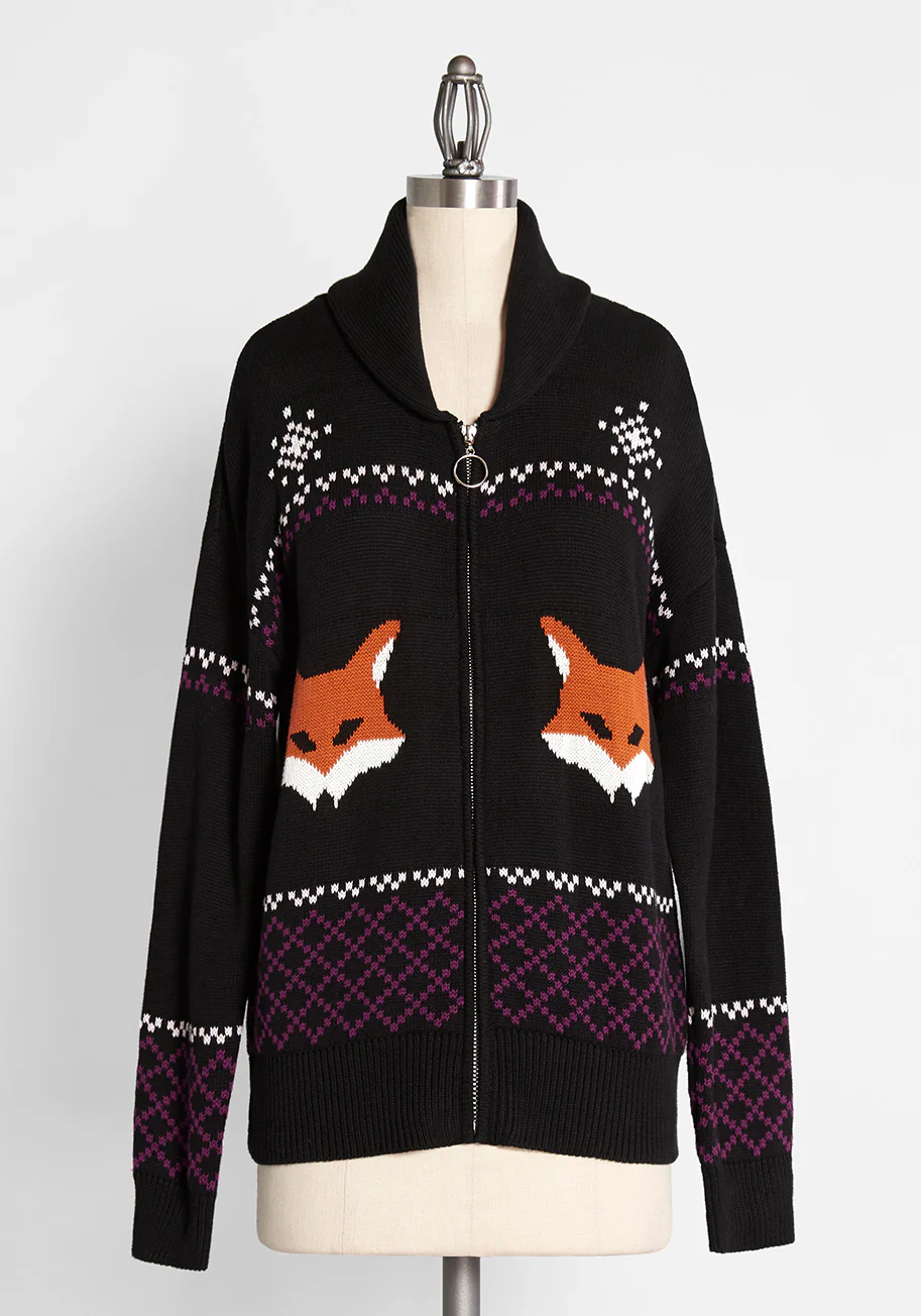 No Fox Given Fair Isle Zip Cardigan - Olabens