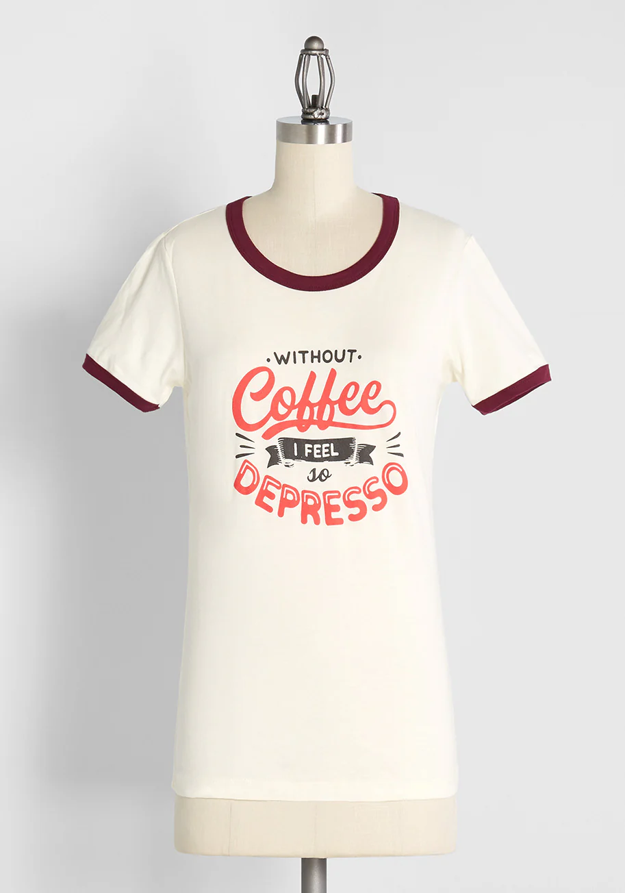 Coffee Is My Anti-Depresso Graphic Ringer Tee - Olabens