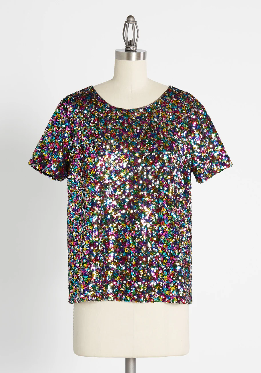 It's Raining Rainbow Sequins Top - Olabens