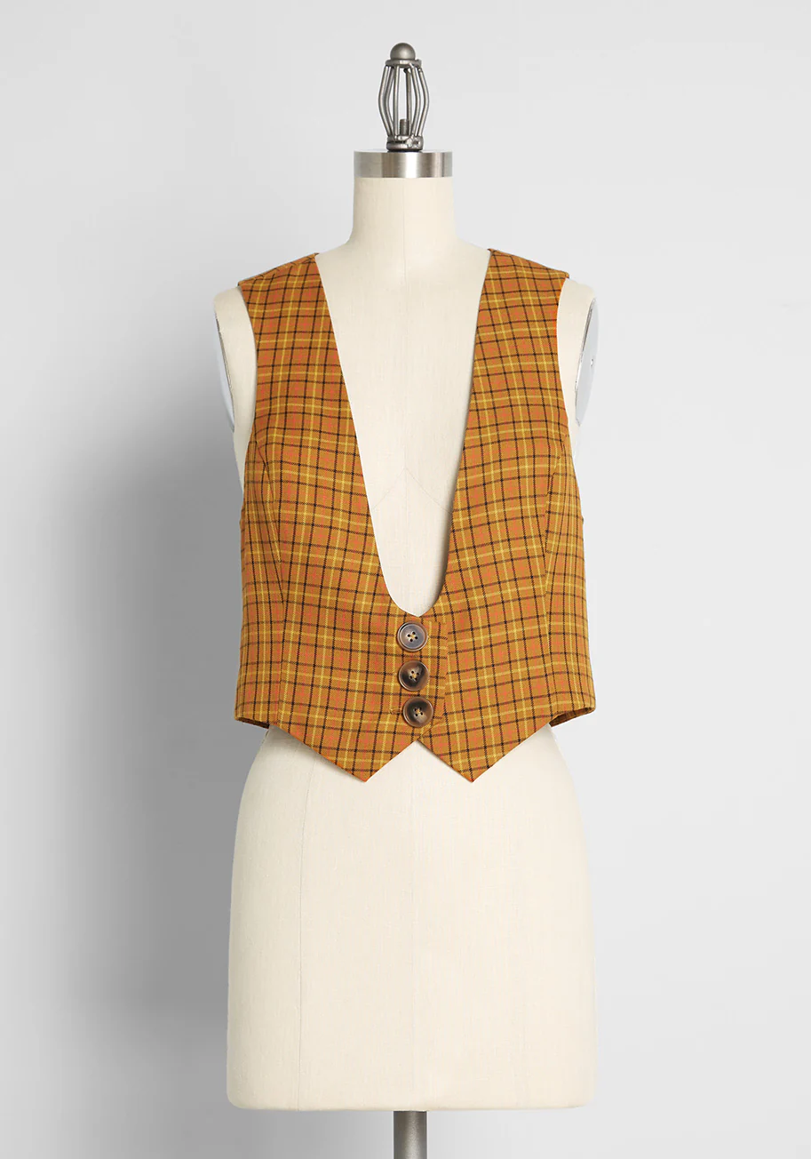 Taking It Back Plaid Vest - Olabens