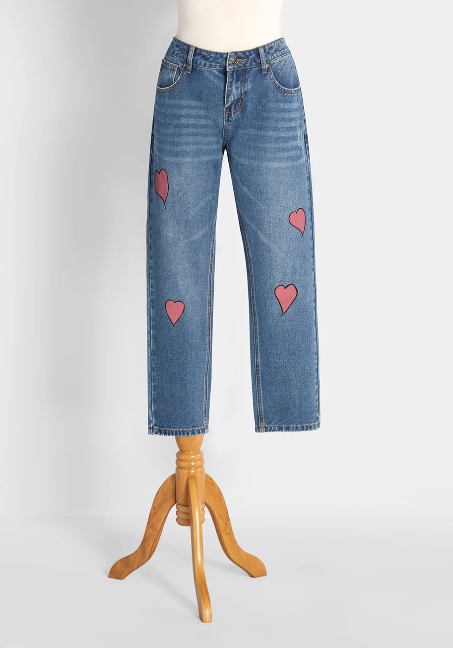 Hearts And Thoughts Cropped Jeans - Olabens