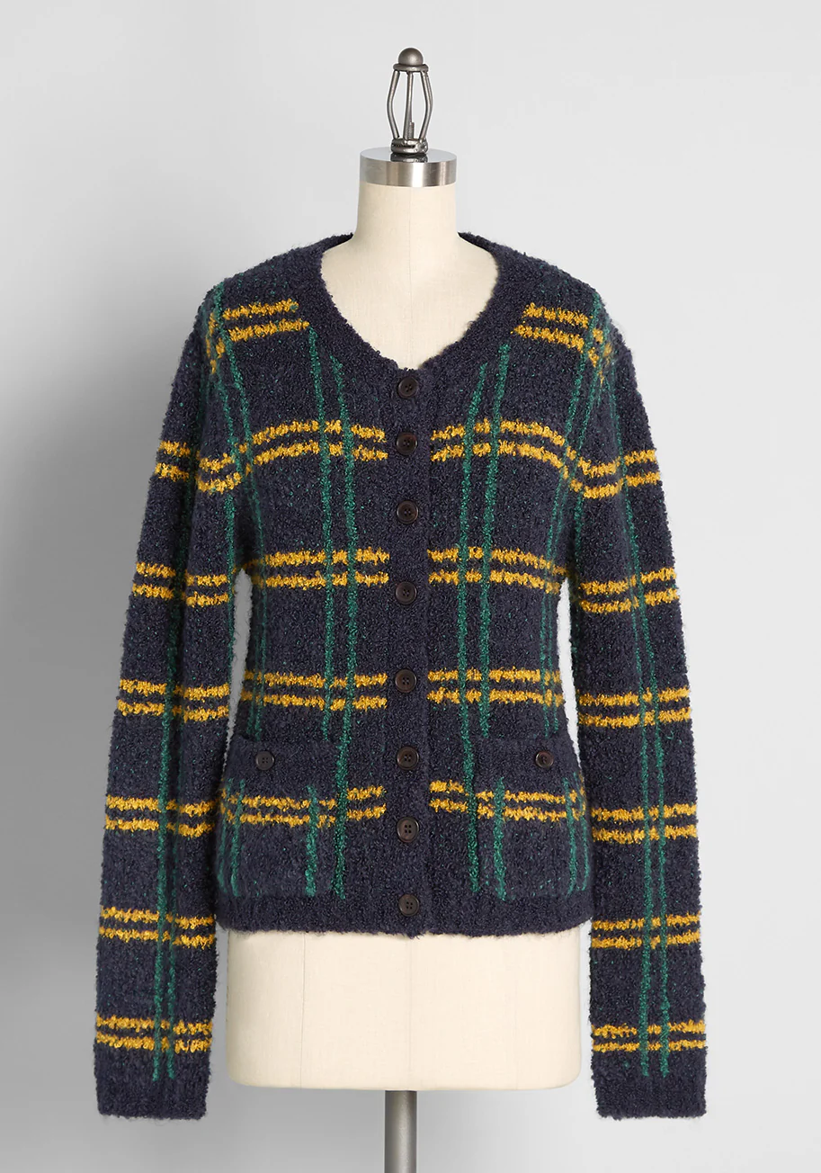 So Fab, So Plaid Boucl   Cardigan - Olabens