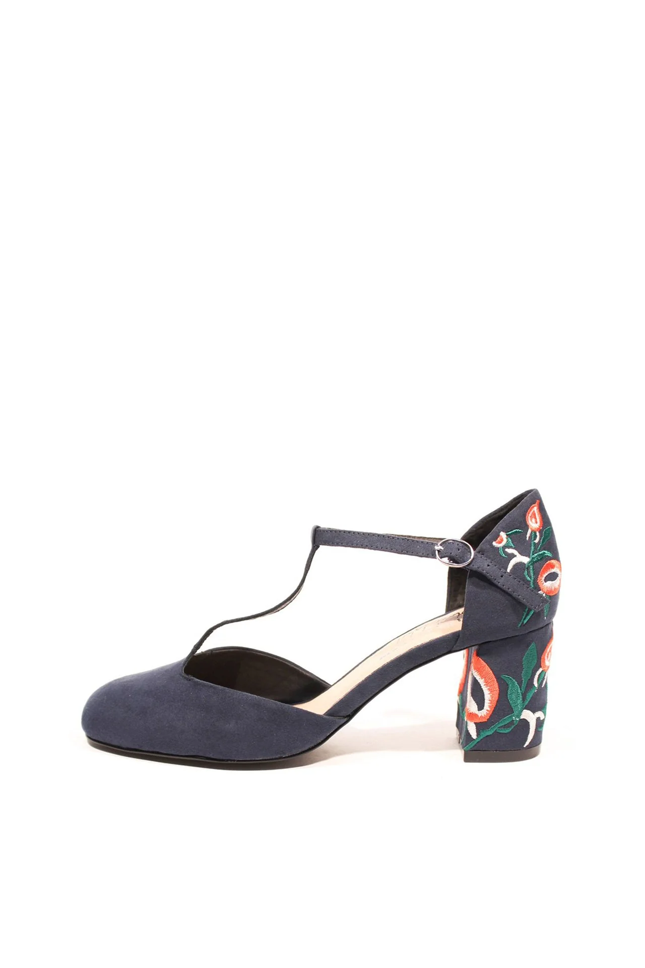 Frenchie T-Strap Embroidered Heels - Olabens