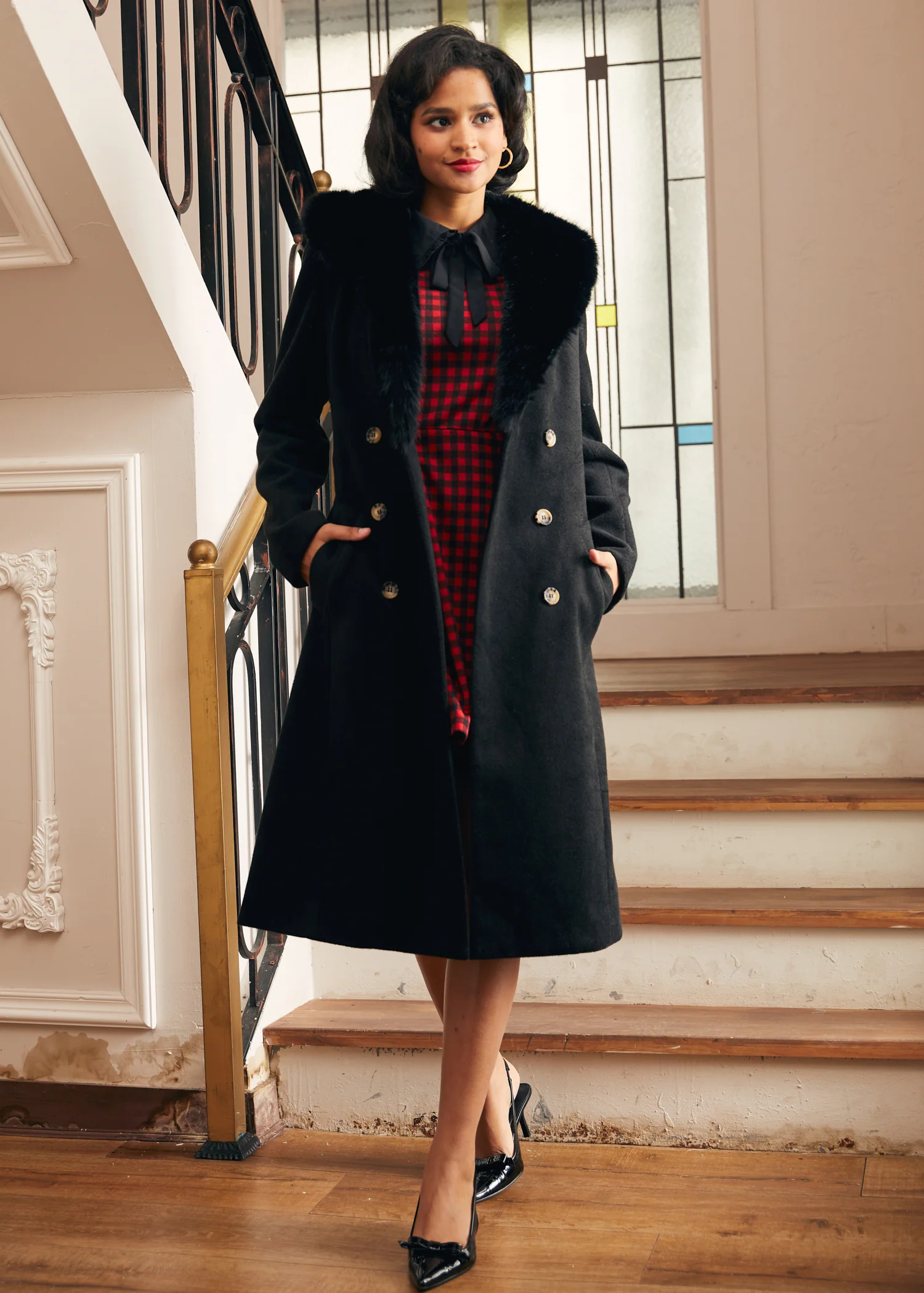 Elegance Reimagined Fur Trim Coat - Olabens