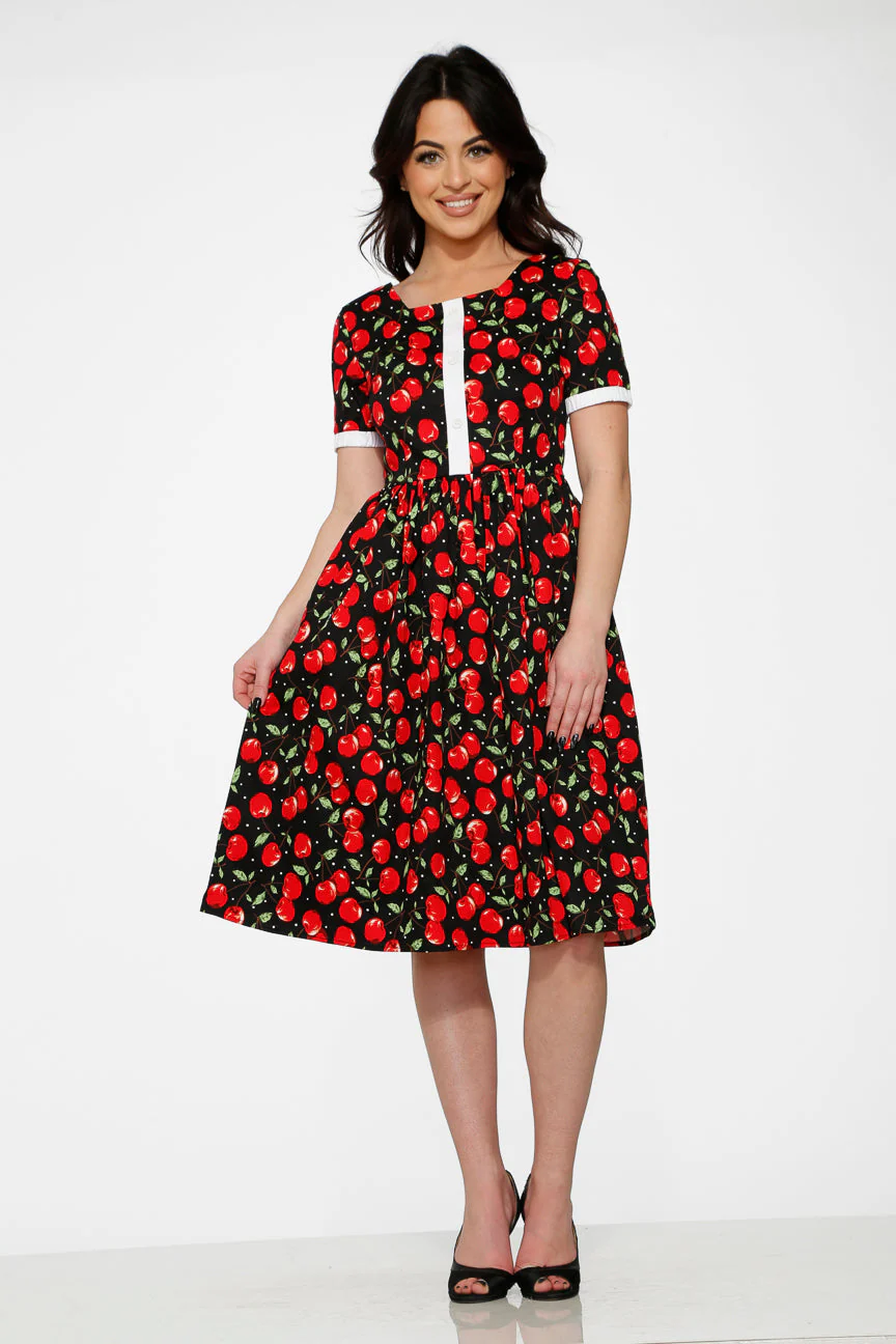Black & Red Cherry Dress - Olabens
