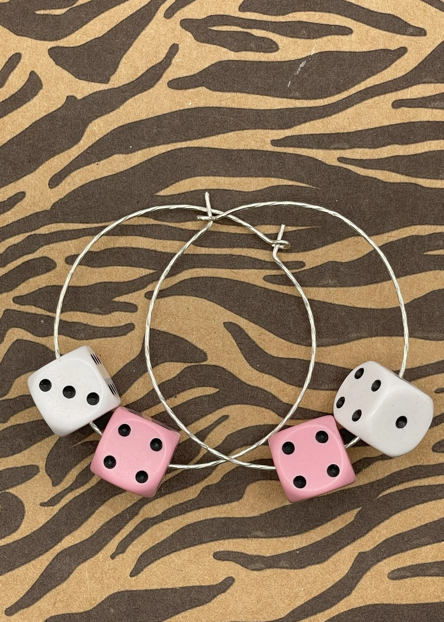 Sterling Silver Dice Hoop Earrings - Olabens