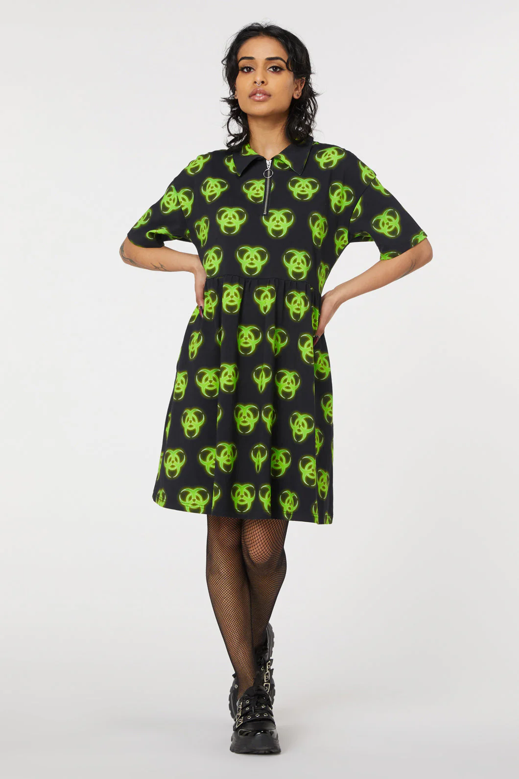 Biohazard Print Smock Dress - Olabens