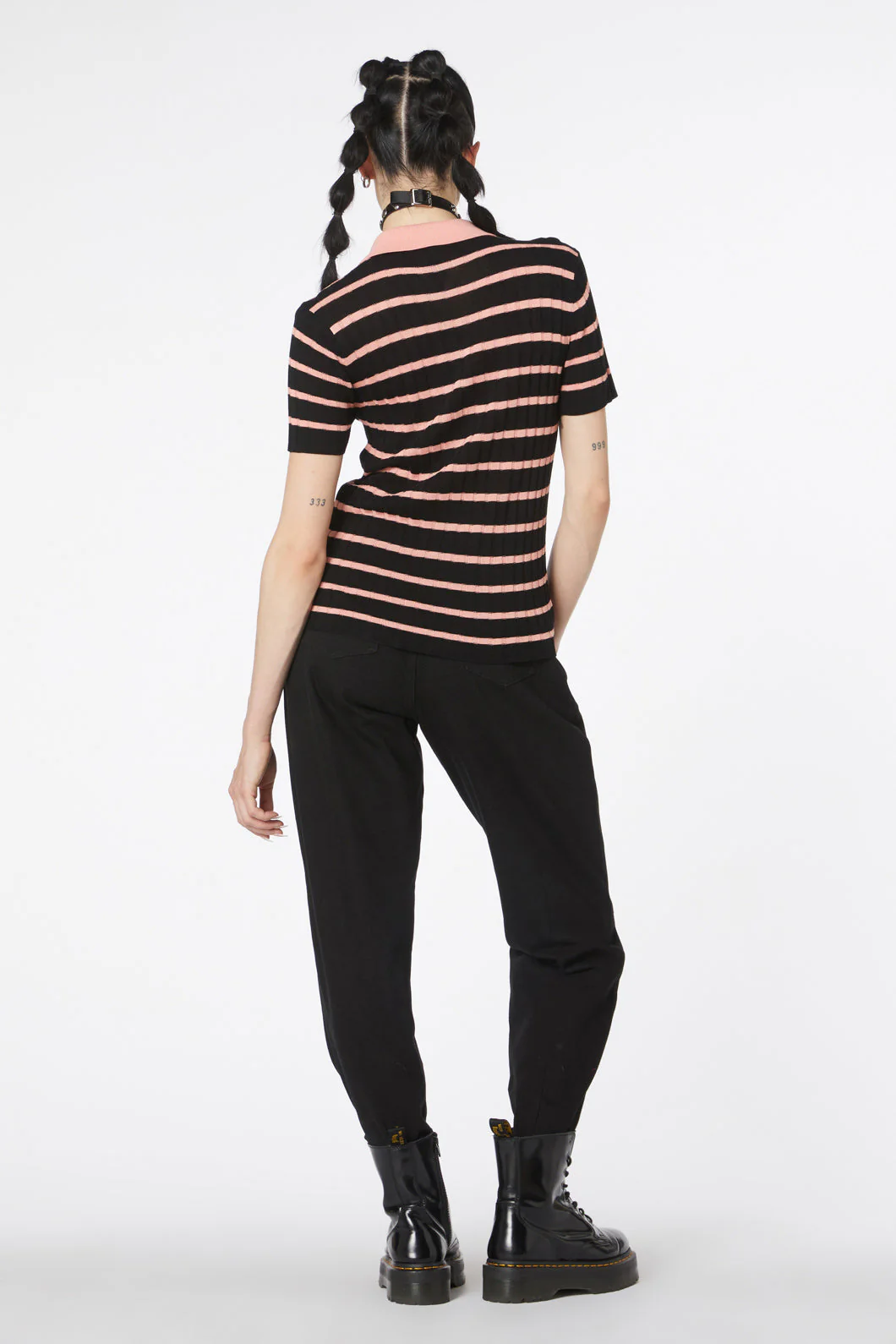 Stripey Peach Collar Knit - Olabens