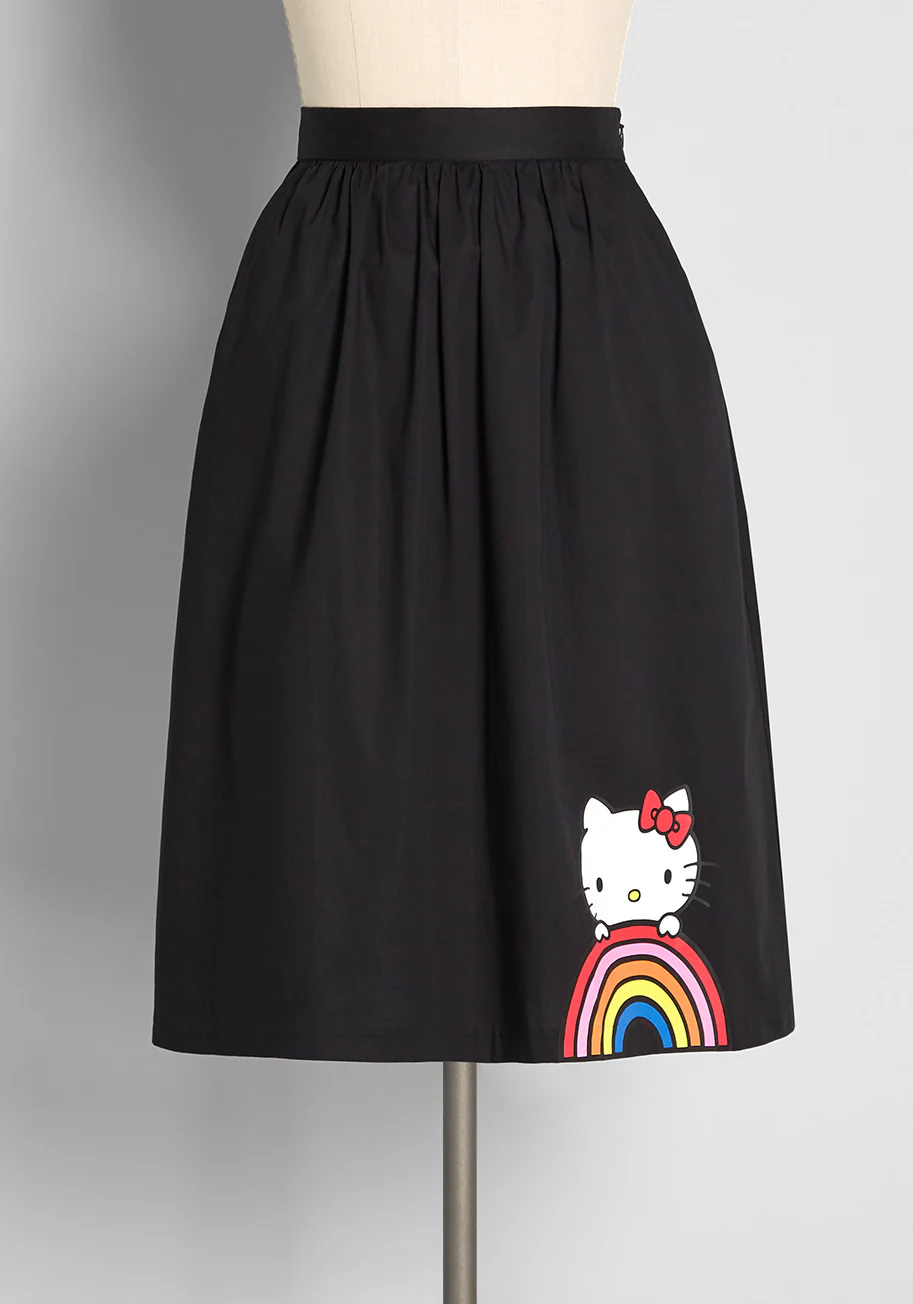 Isnyt x Hello Kitty Let's Go Rainbow A-Line Skirt - Olabens