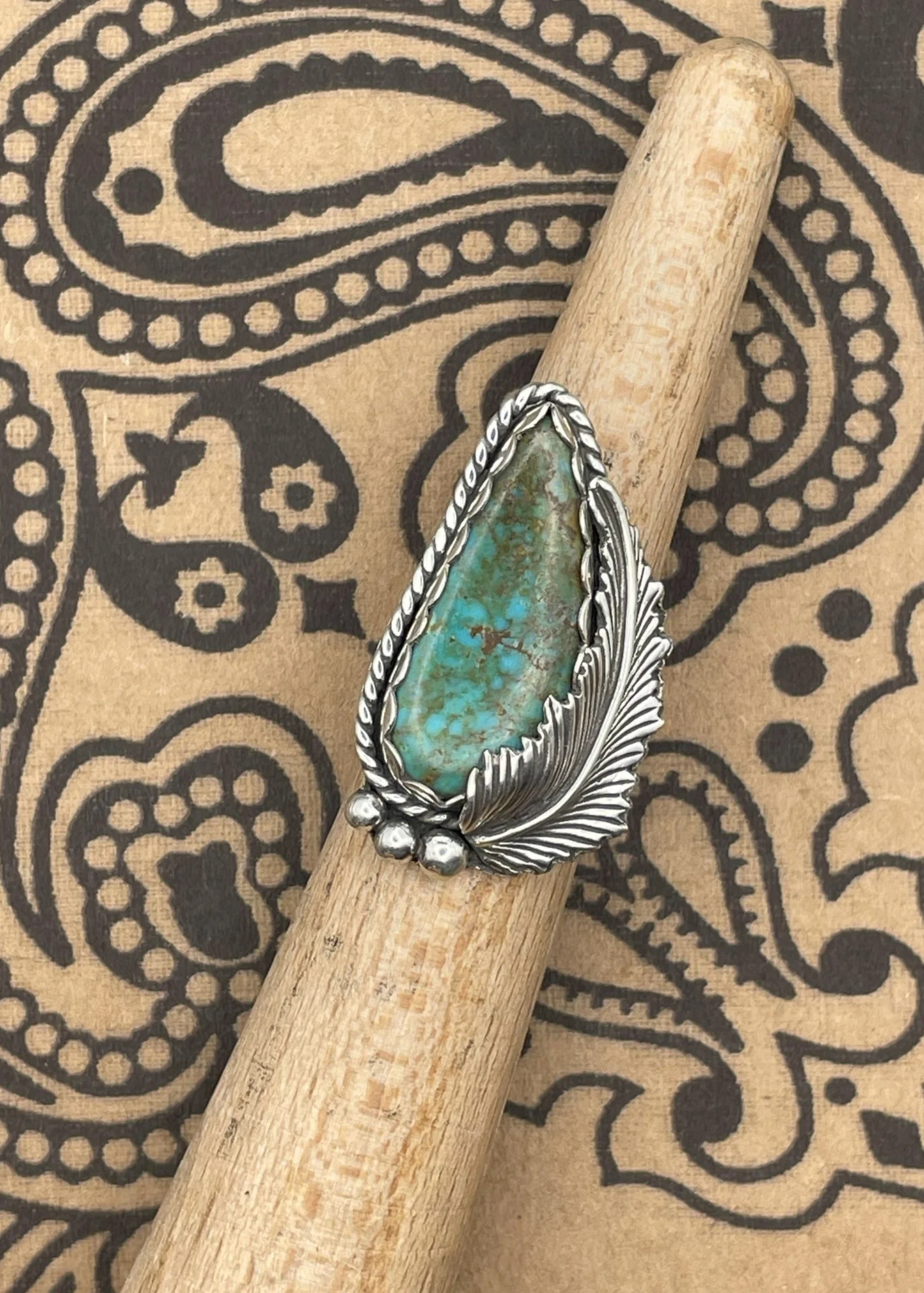 Sterling Silver Turquoise Feather Ring - Olabens