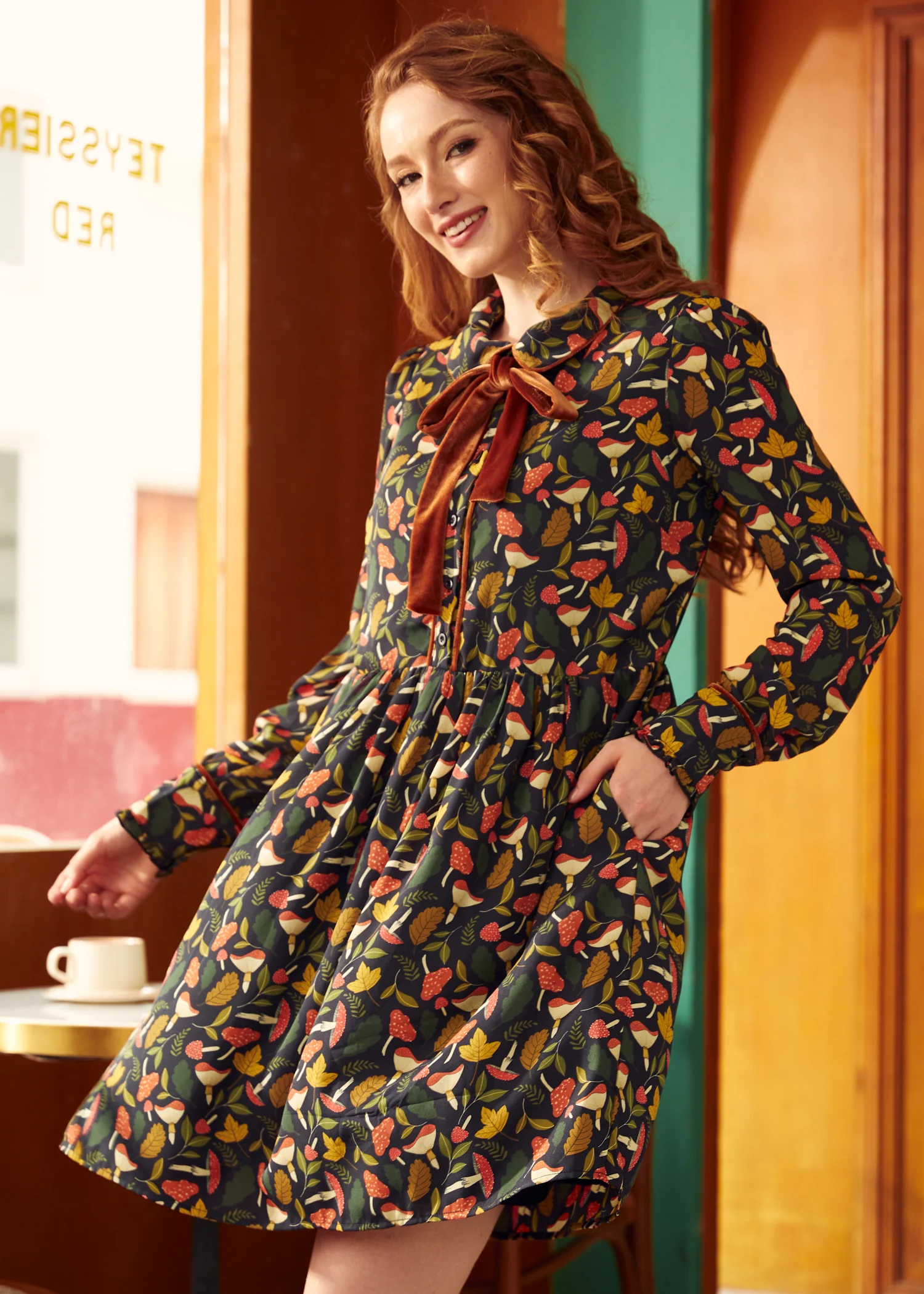 Afternoon Tea Time  Drop Waist Shirt Dress - Olabens