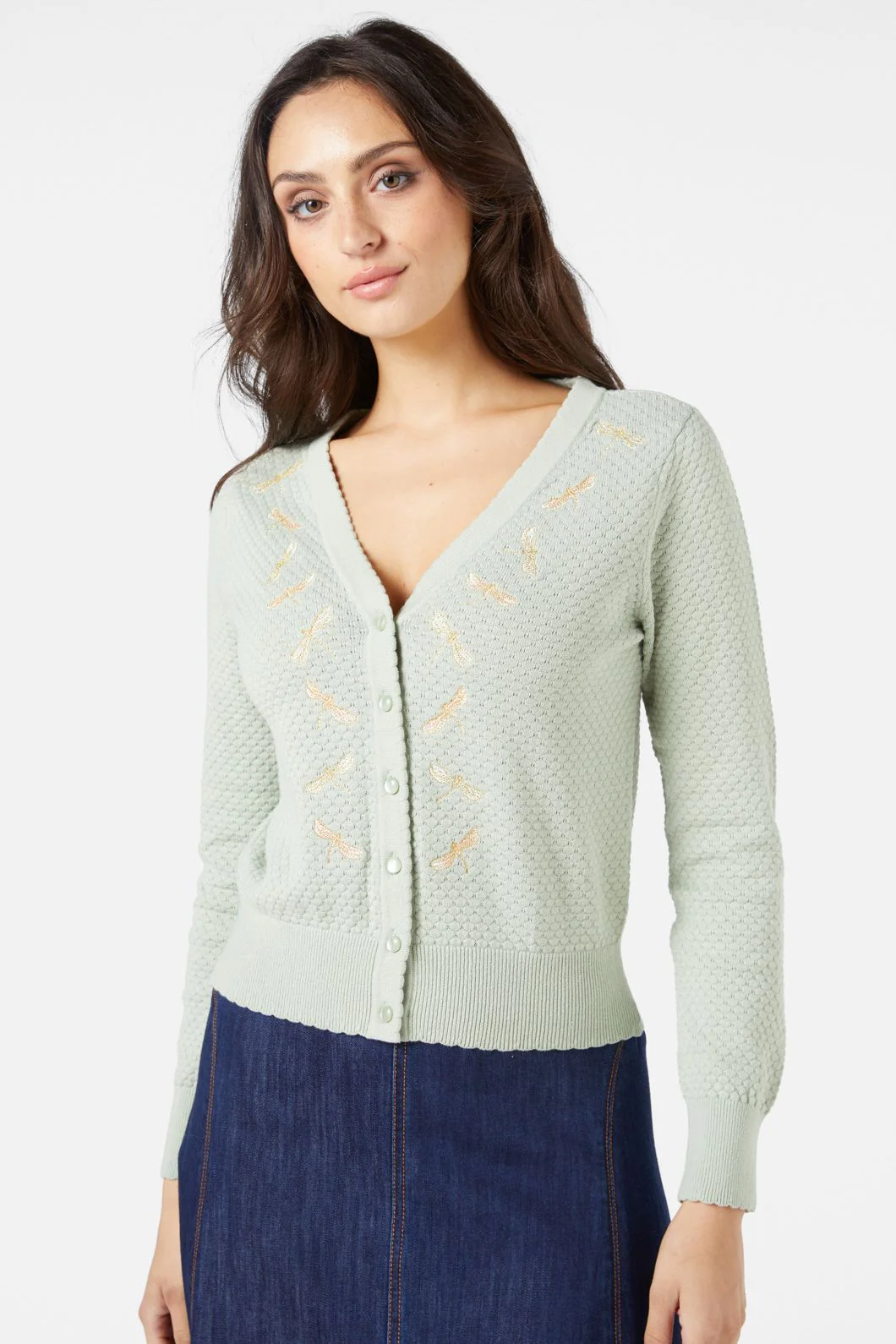 Dragonfly Embroidered Cardigan - Olabens