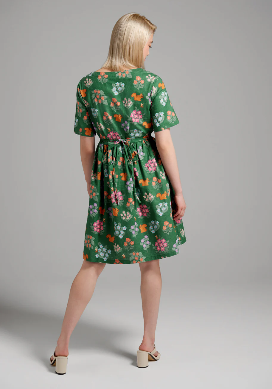 Flower Squirrel A-Line Dress - Olabens