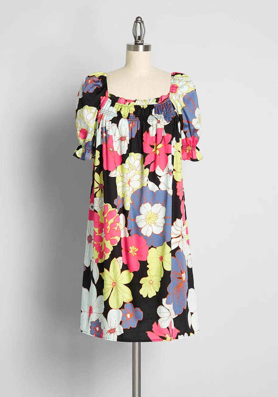 Summertime Garden Stories Smocked Mini Dress - Olabens