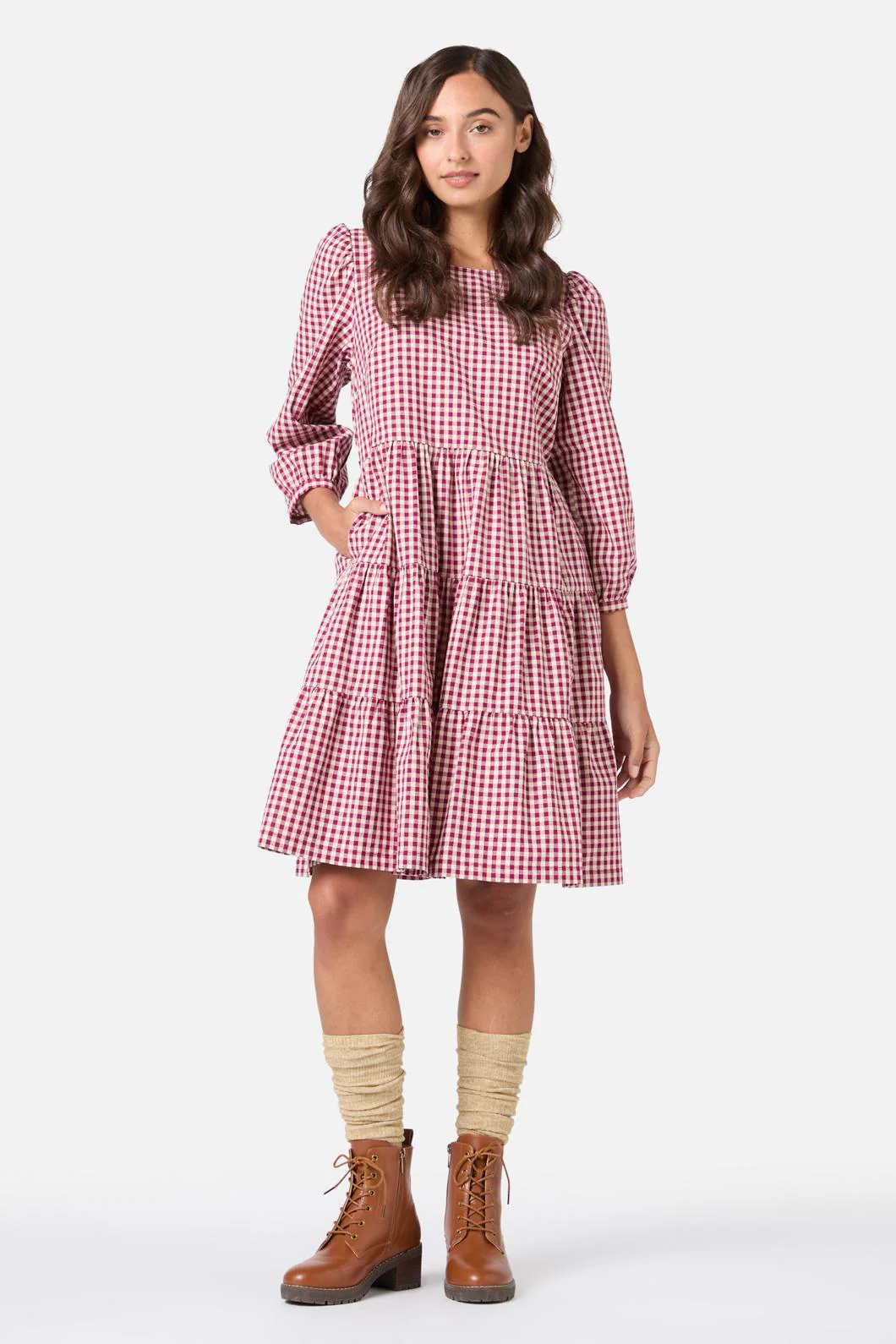 Renae Check Smock Dress - Olabens
