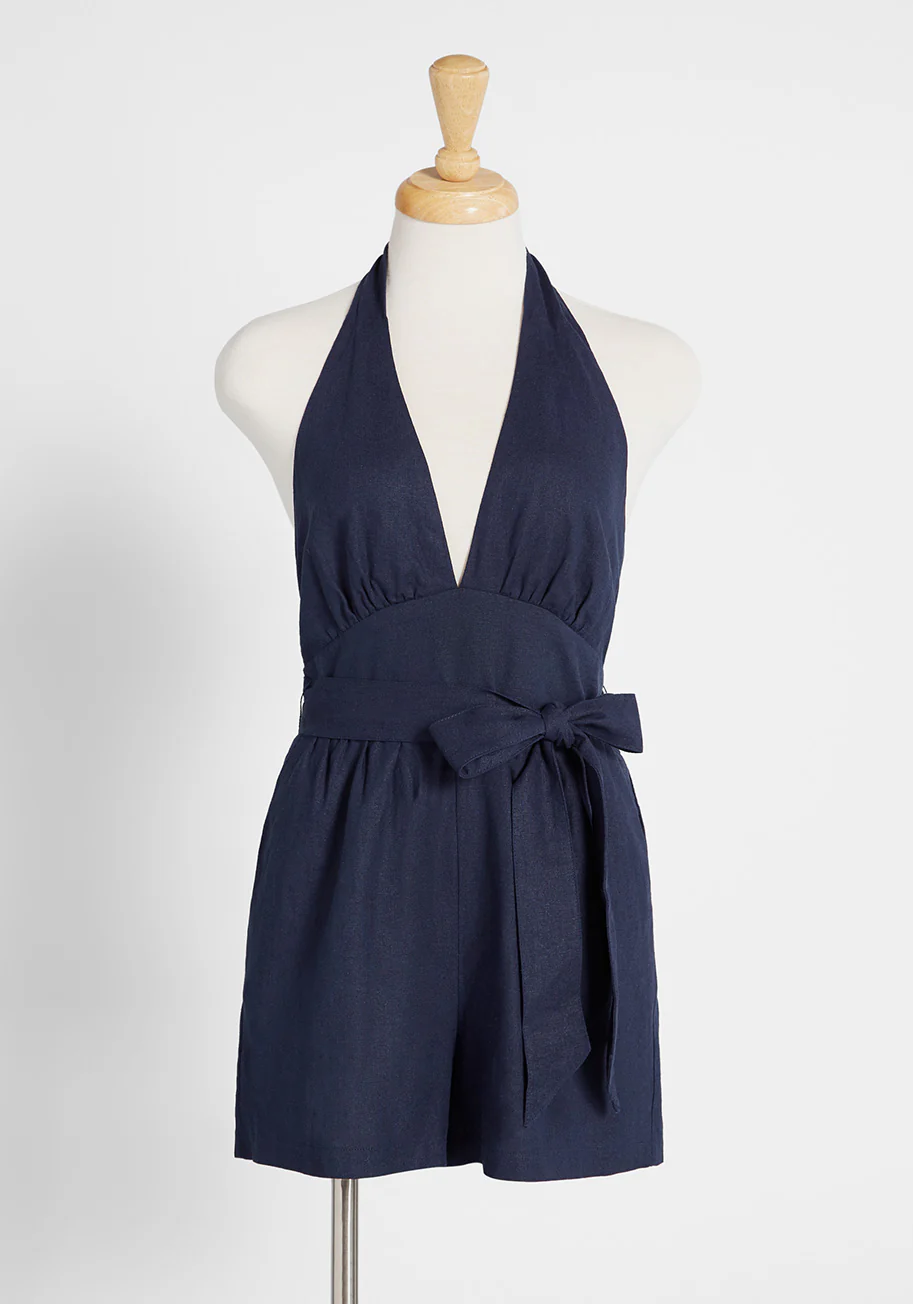 The Places You'll Bow Halter Neck Romper - Olabens