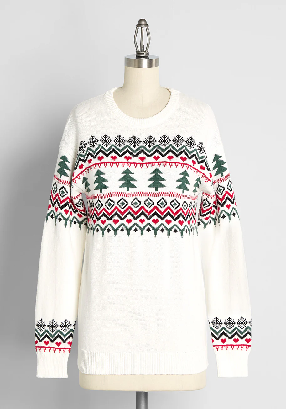 Evergreens and Snowbanks Fair Isle Sweater - Olabens