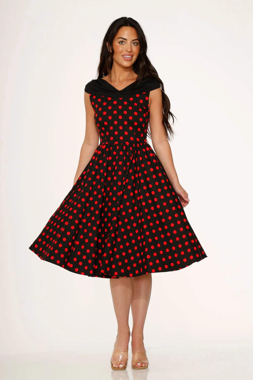 Black & Red Polka Dot Swing Dress - Olabens