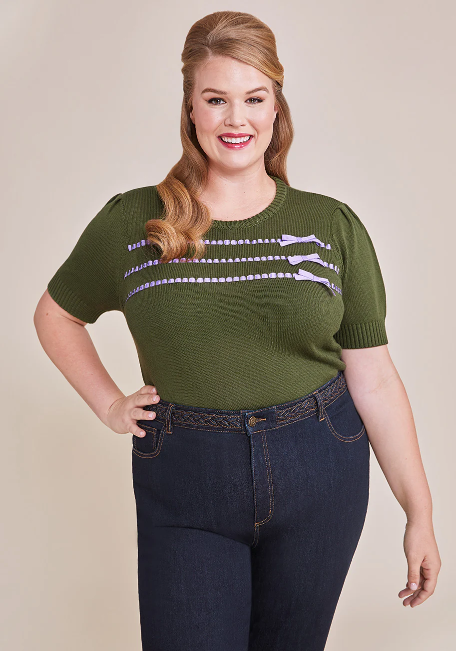 Keeping It Bow-tiful Short Sleeve Sweater - Olabens