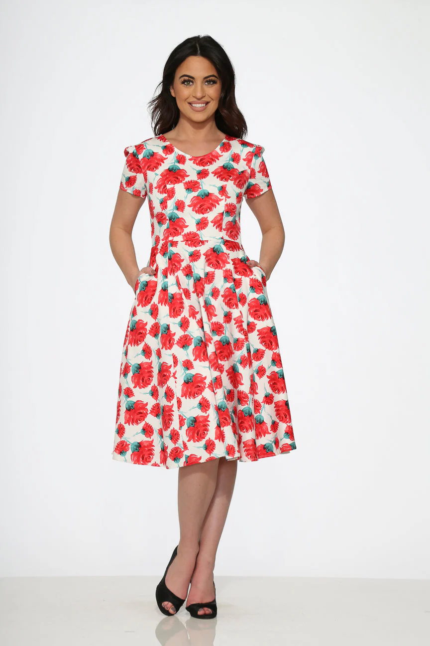 Bold Floral Swing Dress - Olabens