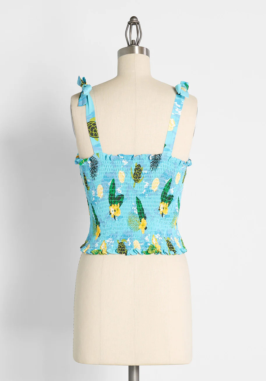 Isnyt x Collectif Sea Turtle Soiree Smocked Tank Top - Olabens