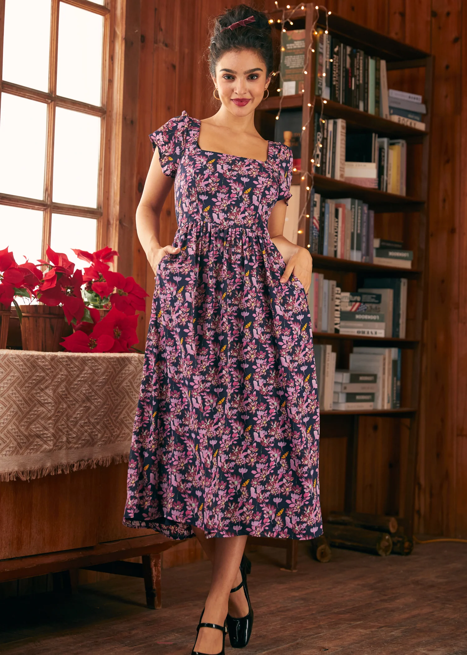 Timeless Tapestry Square Neck Dress - Olabens