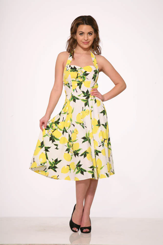 White Lemon Halter Swing Dress - Olabens
