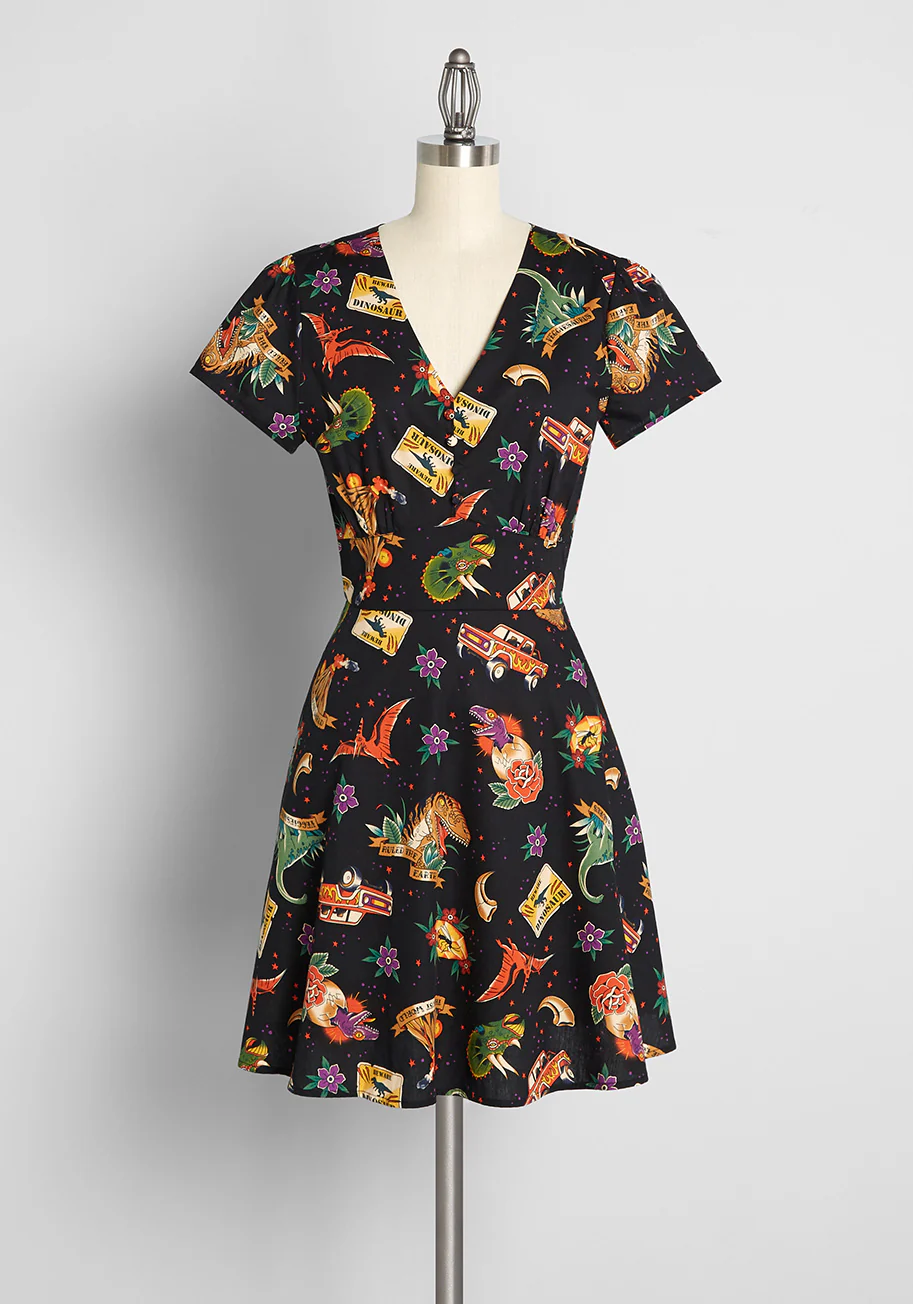 Tattoo Time Warp Mini Dress - Olabens