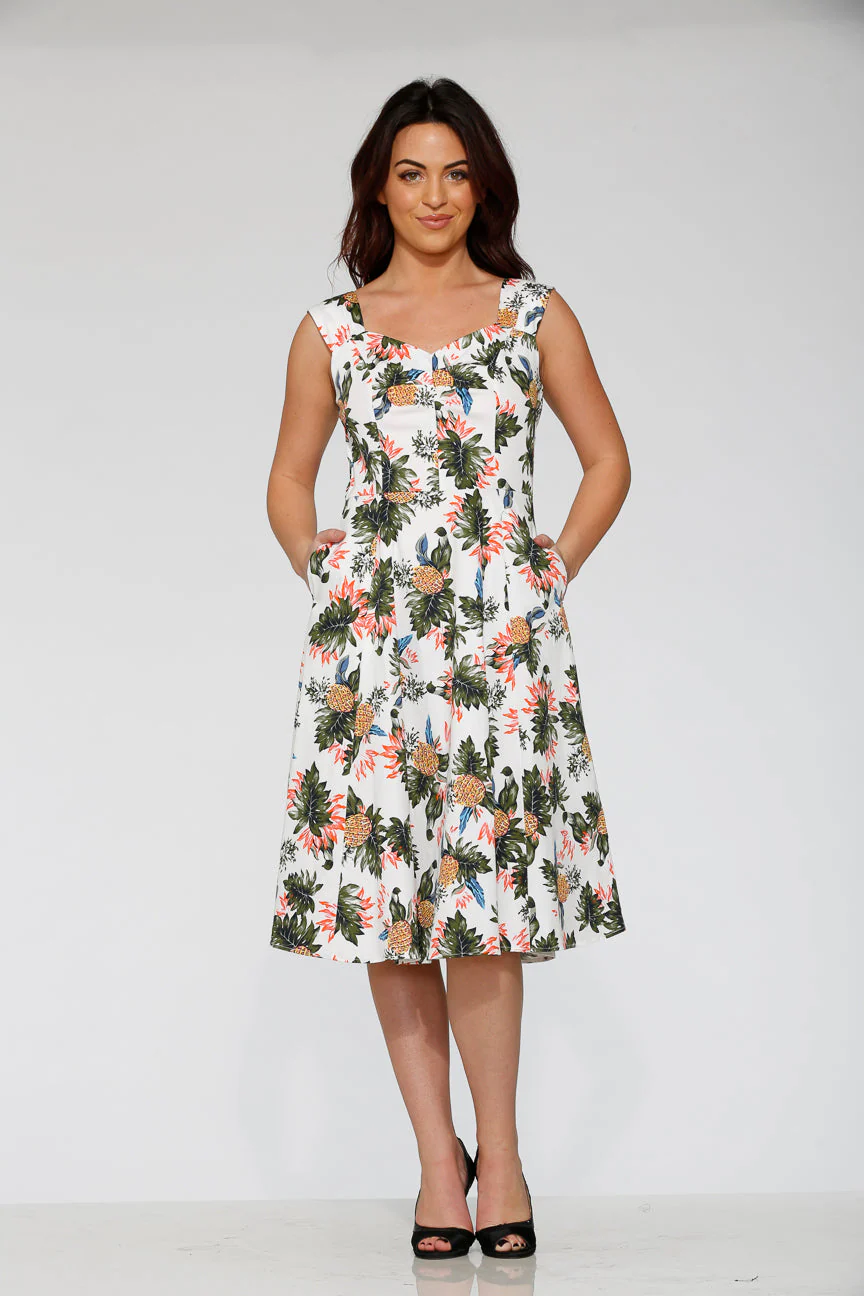White Hawaiian Swing Dress - Olabens