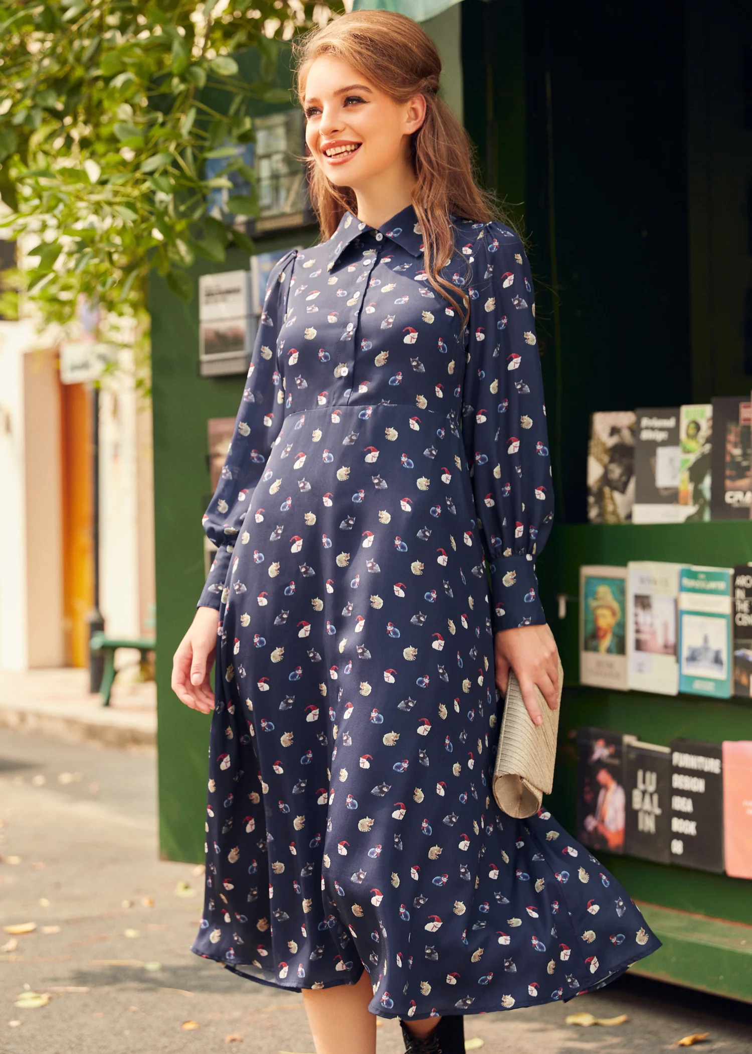 Romantic Era Button Front Midi Dress - Olabens