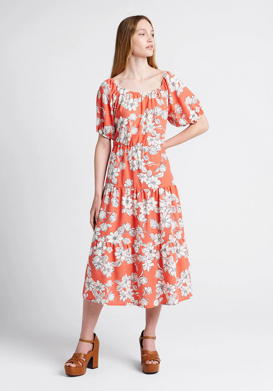 Bloom Wildly Tiered Midi Dress - Olabens