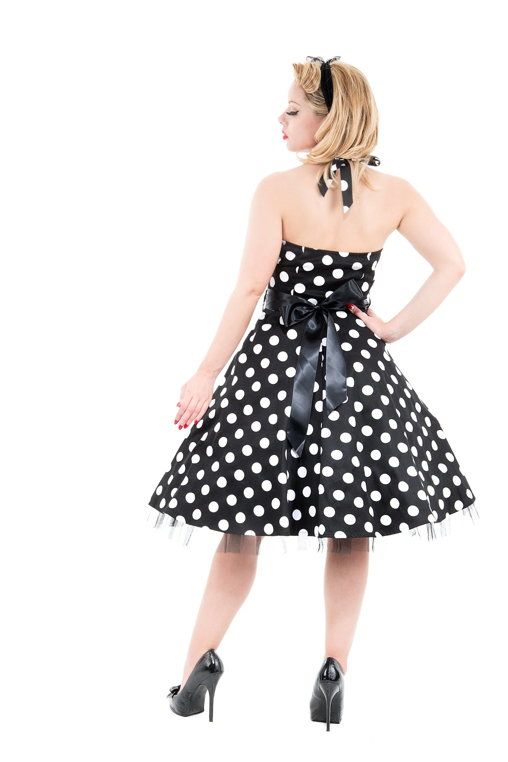 Black & White Minnie Halter Dress - Olabens