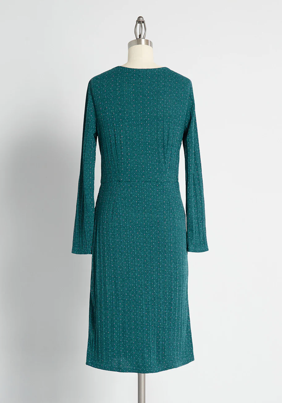 Knit on the Town Faux-Wrap Dress - Olabens