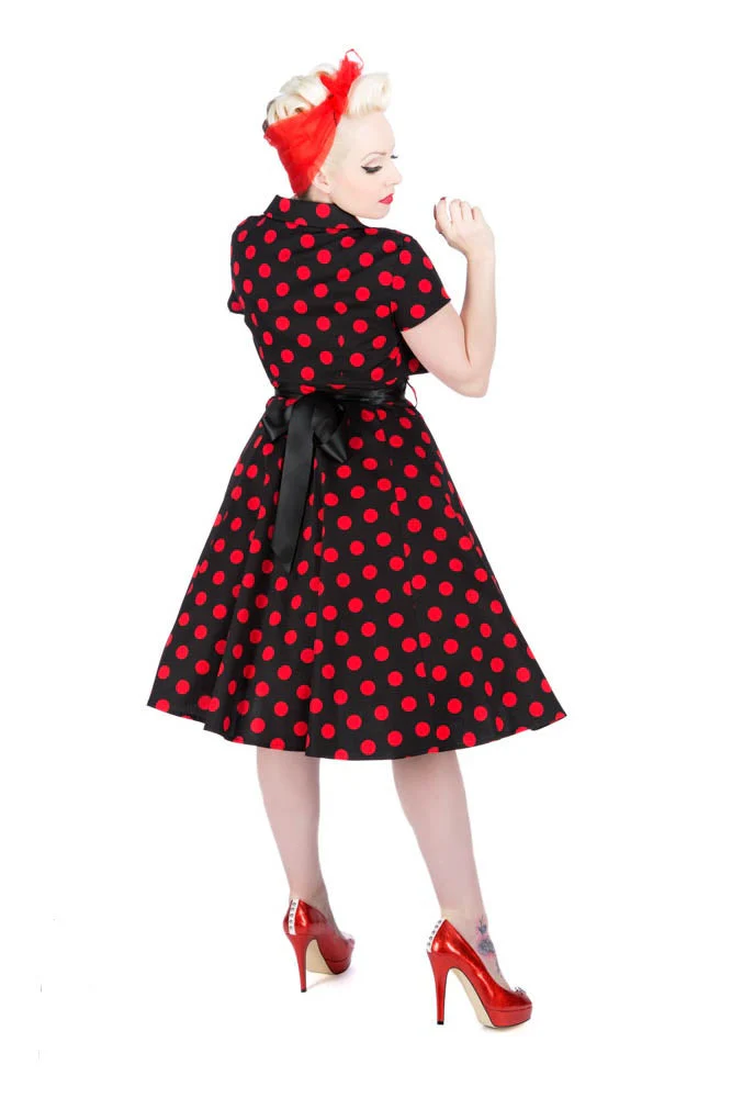 Black & Red Polka Dot Swing Dress - Olabens