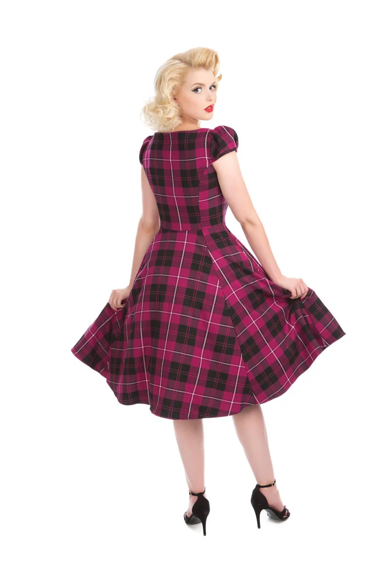 Purple Plaid Swing Dress - Olabens