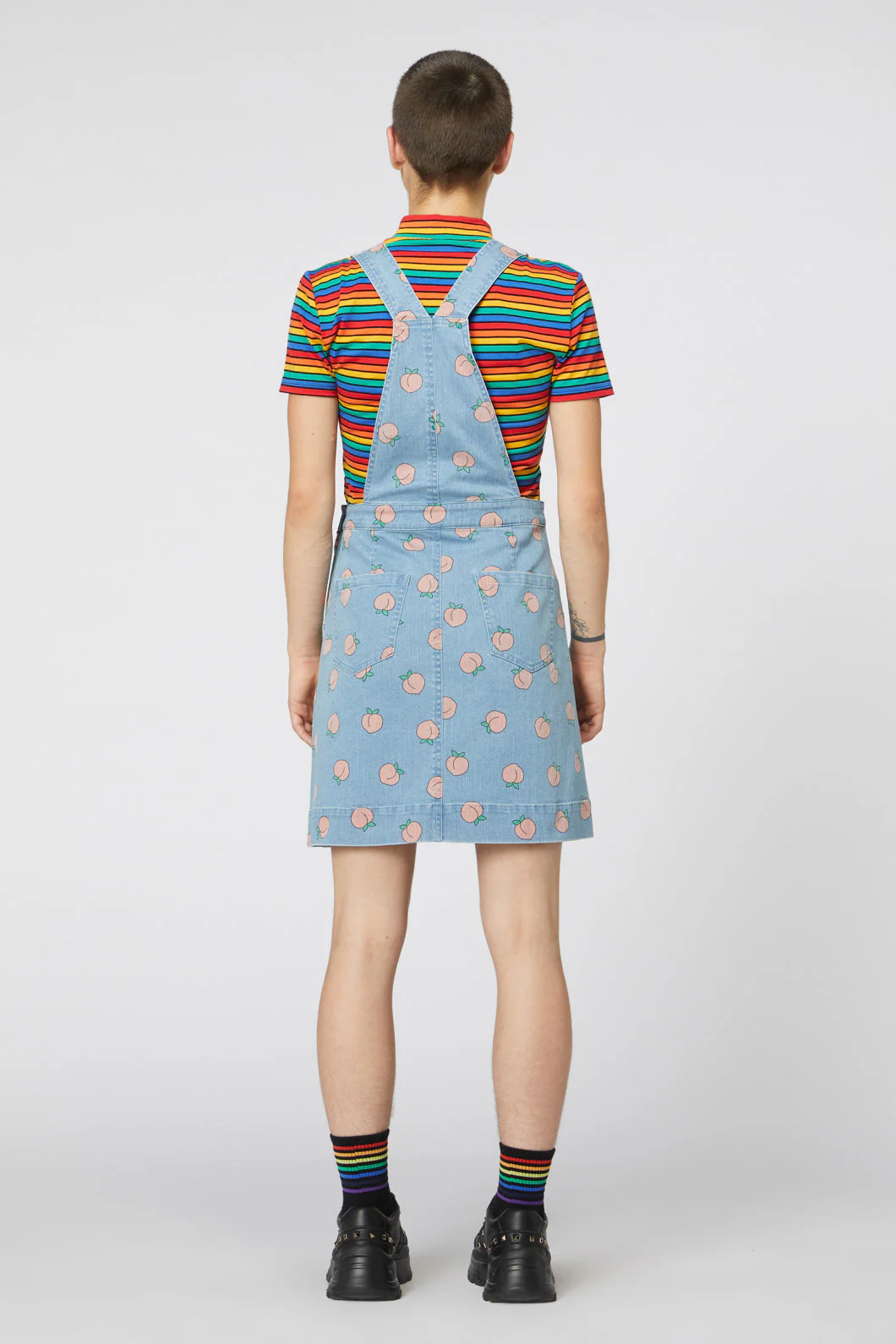 Denim Peach Bib Pinafore Skirtall - Olabens