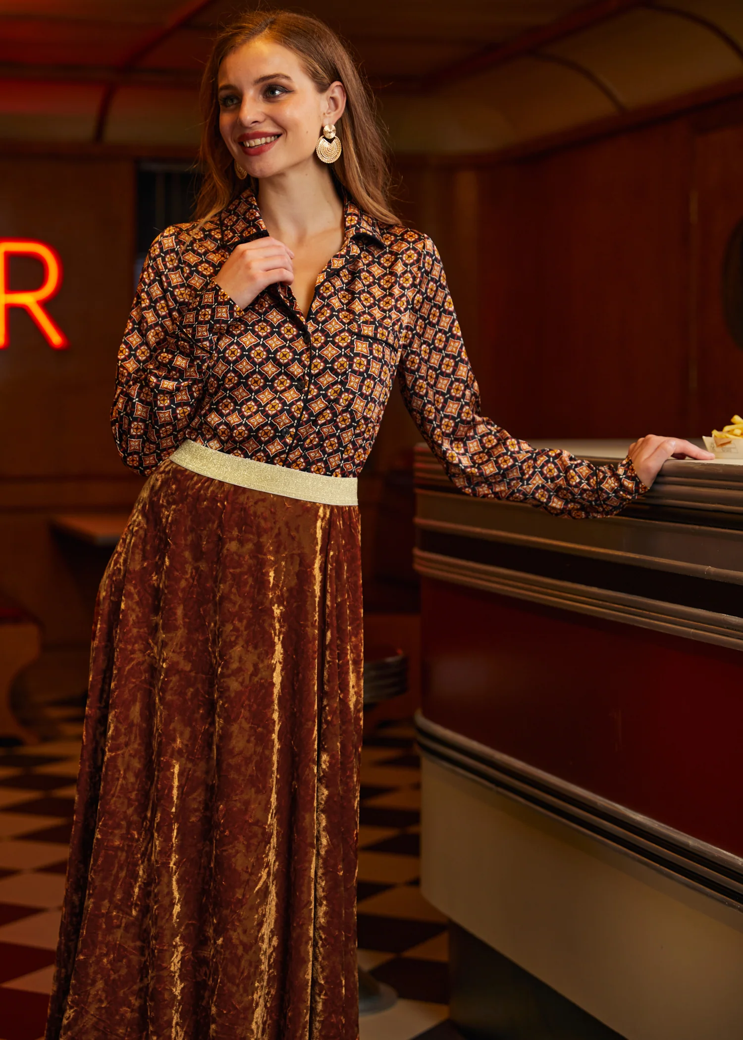 Playful Past Long Sleeve Blouse - Olabens