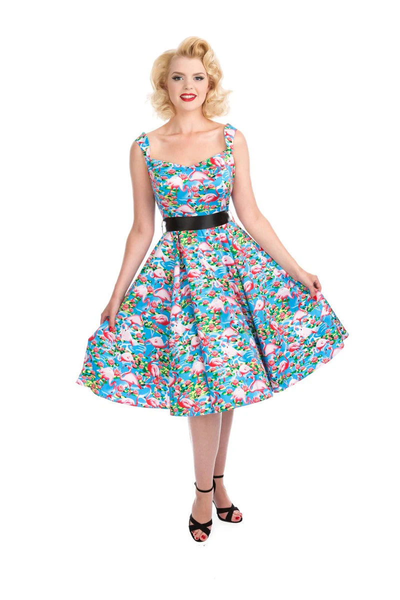 Blue Ocean & Pink Flamingo Swing Dress - Olabens