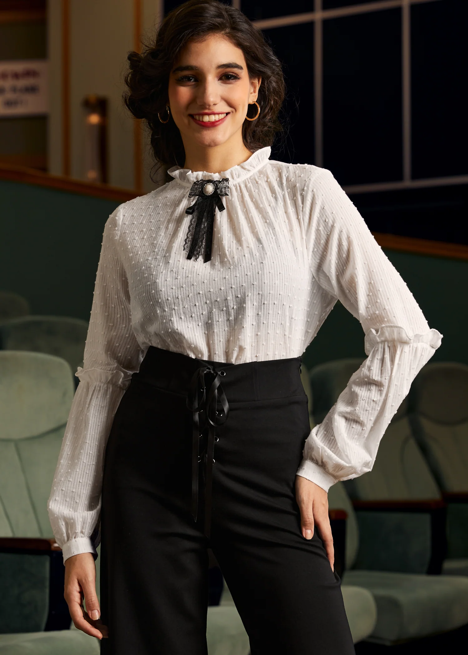 Bygone Beauty Balloon Sleeve Blouse - Olabens