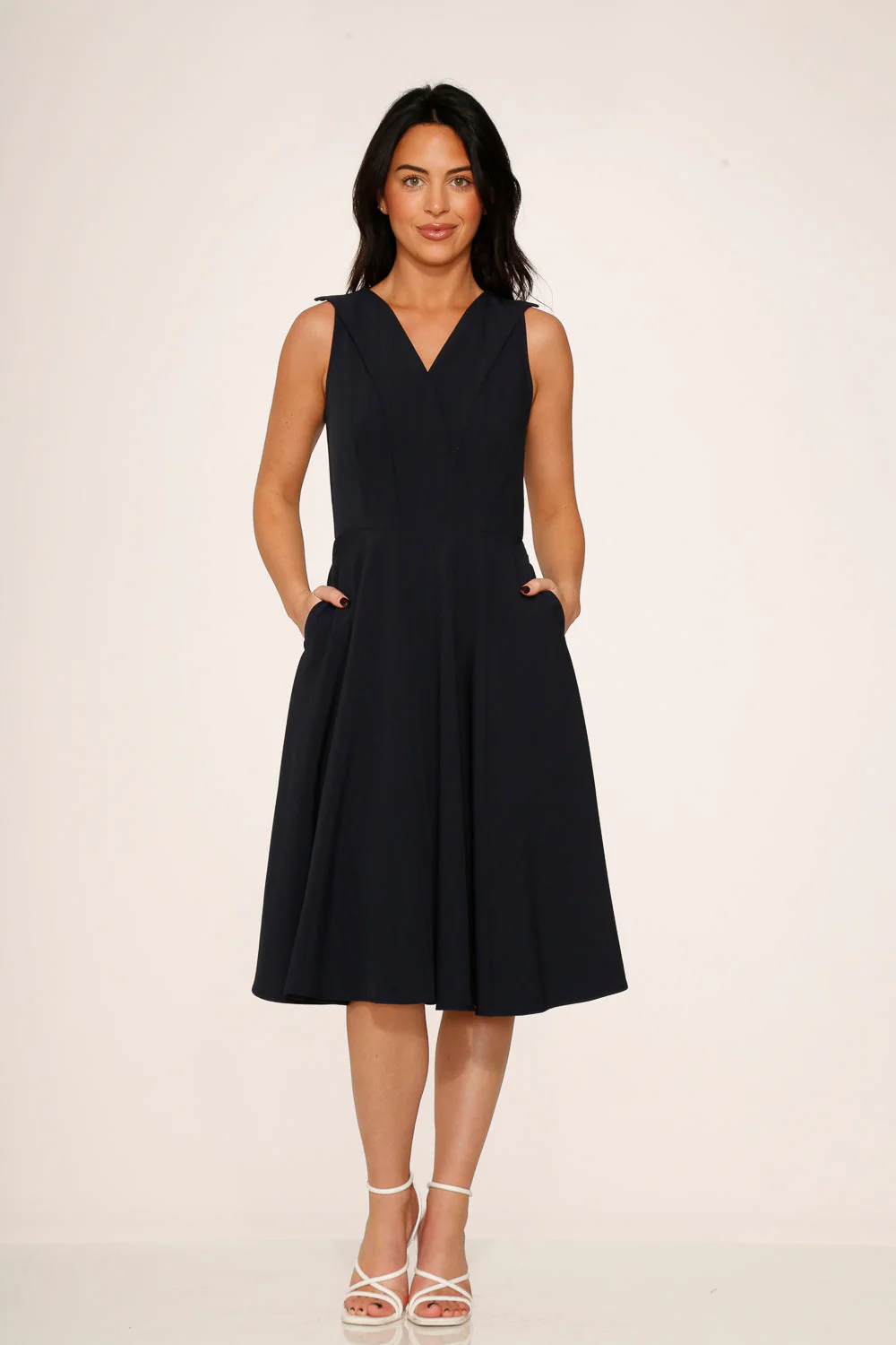Navy Blue Swing Dress - Olabens