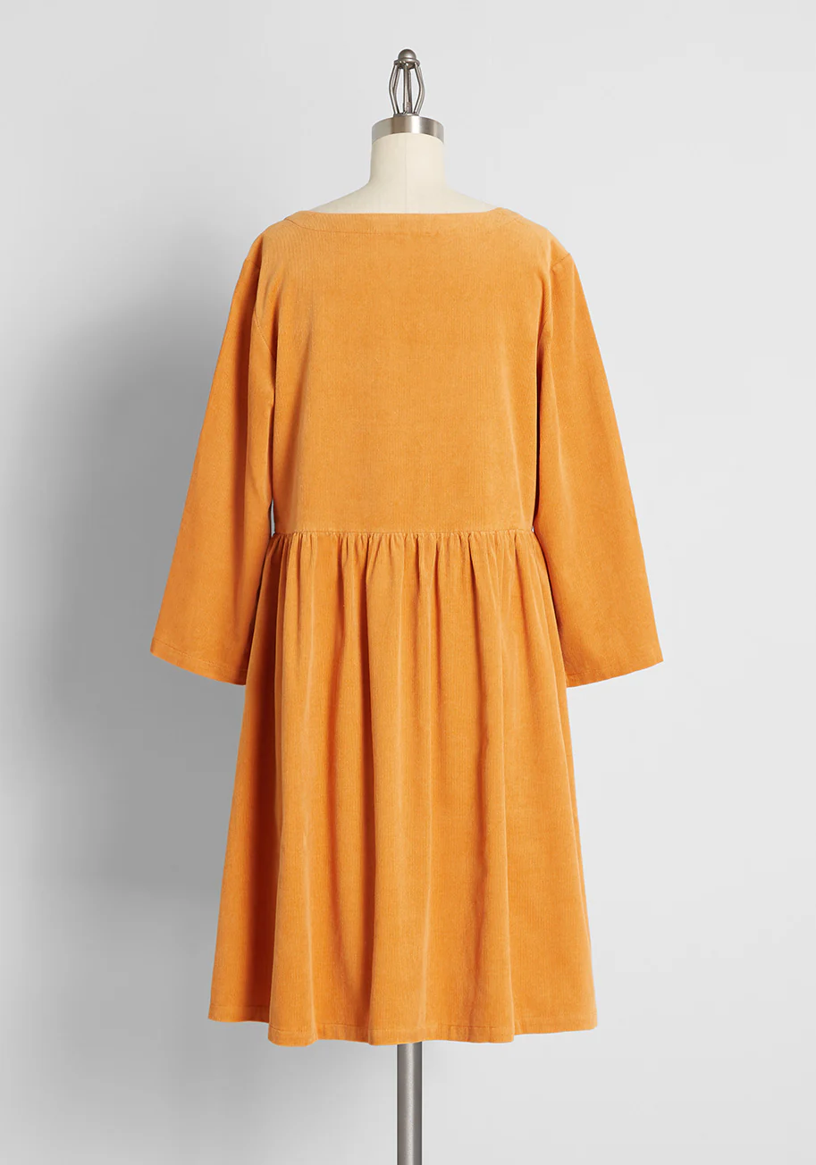 Corduroy For The Day Babydoll Dress - Olabens