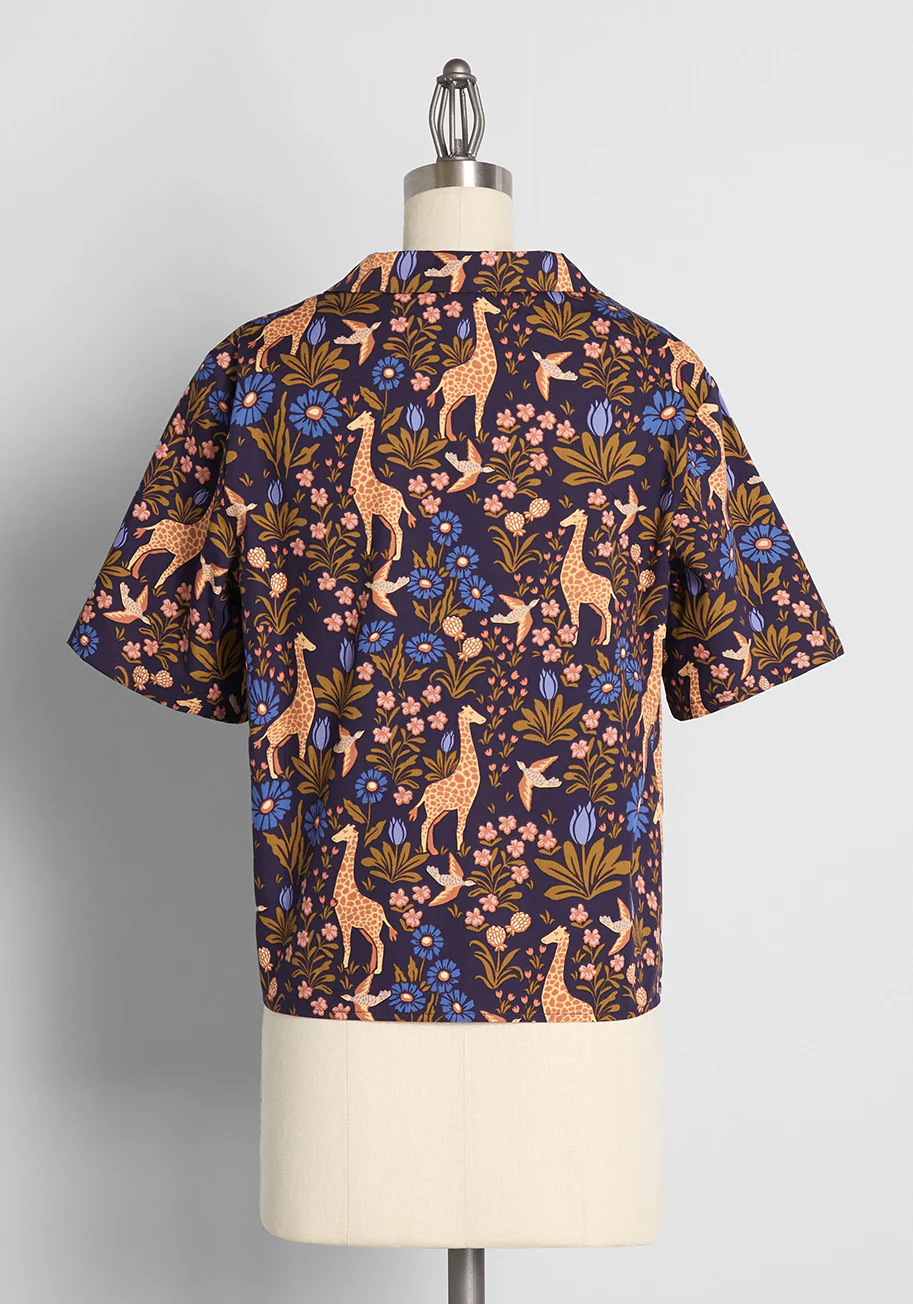 Giraffe Garden Party Button-Up Shirt - Olabens