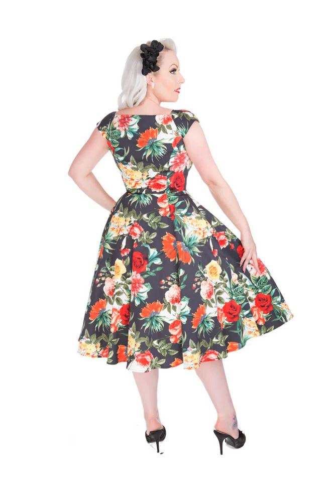 Graceful Rose Swing Dress - Olabens