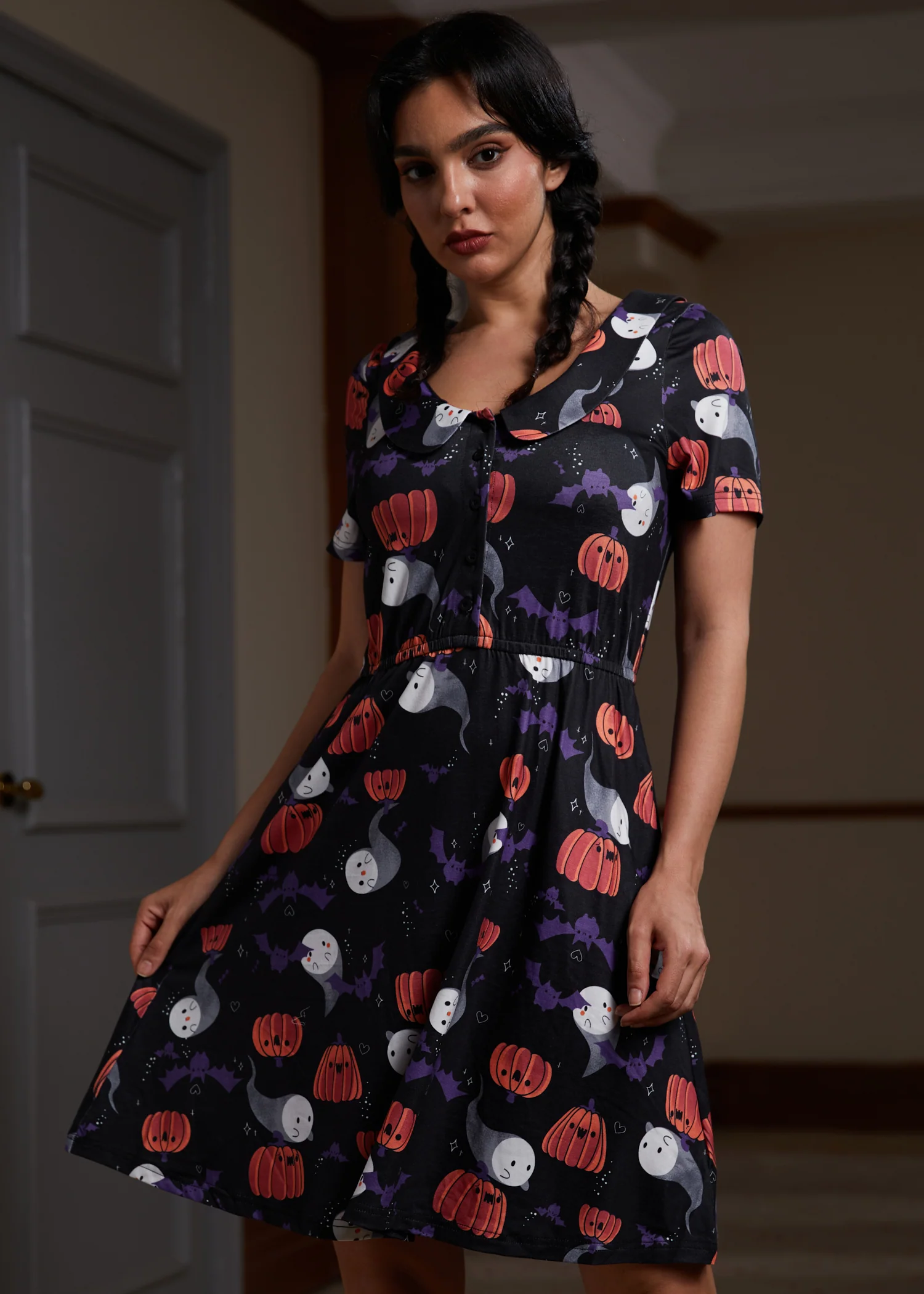 Sweet Shiver of Collared Dress - Olabens