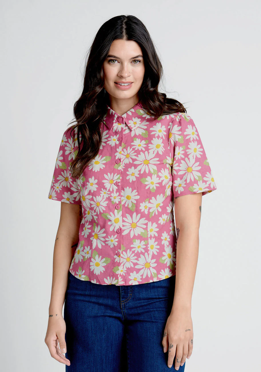 Sweet Summer Zephyr Button-Up Blouse - Olabens